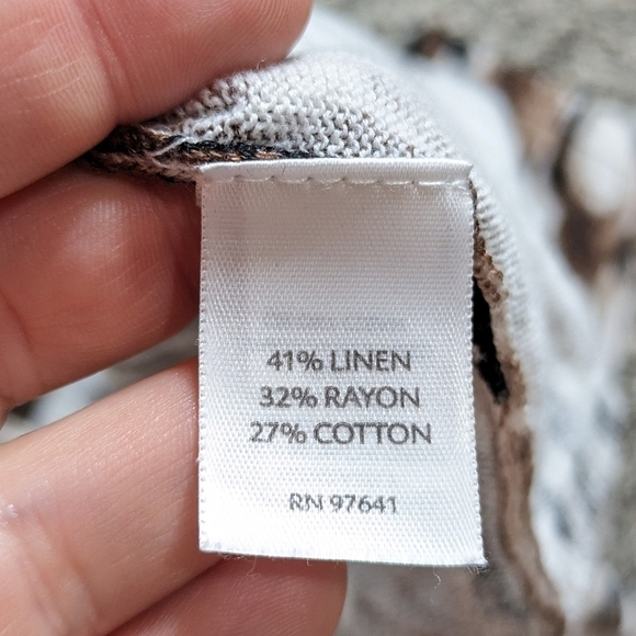 J Jill brown tan abstract linen blend button up cardigan L - Picture 8 of 9